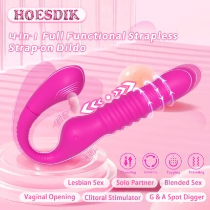 lovesvibe 10 vibrationen klopfen 3 rotationen biegsamer trägerlose dildo für paare & lesben