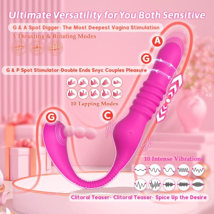 lovesvibe 10 vibrationen klopfen 3 rotationen biegsamer trägerlose dildo für paare & lesben