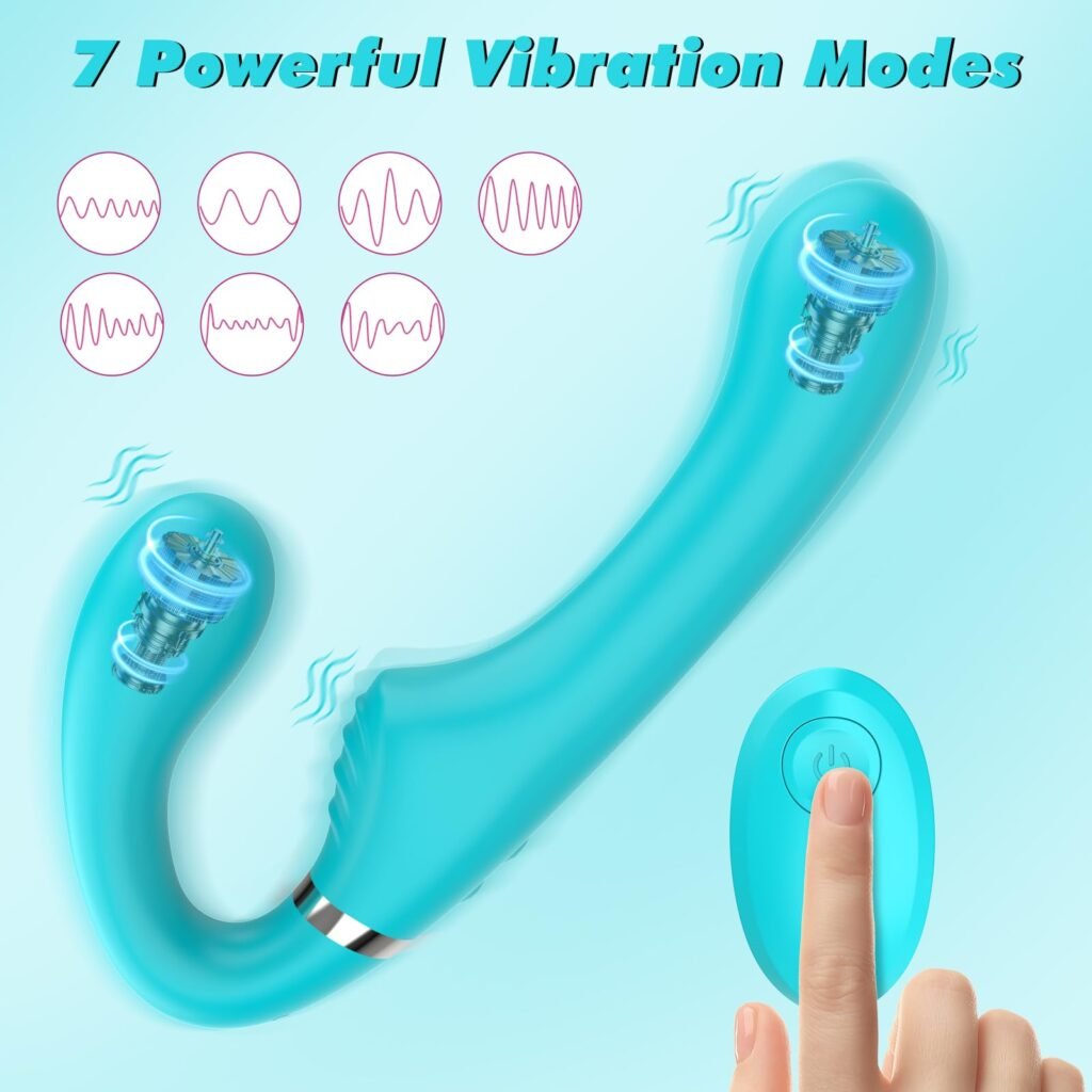 lovesvibe 7 vibrationen trägerlose dildo mit zwei enden, tragbarer g punkt dildo für lesbischer strapon