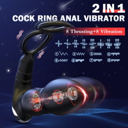 lovesvibe 8 vibrationen & stöße 4 in 1 analvibrator mit zwei cockringen und fernbedienung