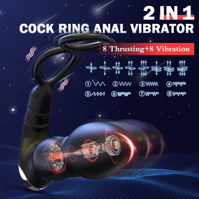 lovesvibe 8 vibrationen & stöße 4 in 1 analvibrator mit zwei cockringen und fernbedienung