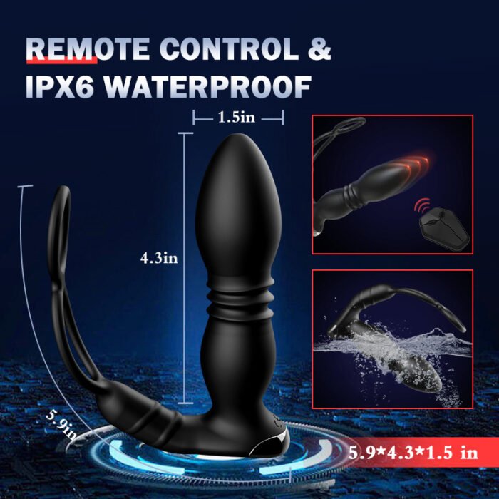 lovesvibe 8 vibrationen & stöße 4 in 1 analvibrator mit zwei cockringen und fernbedienung