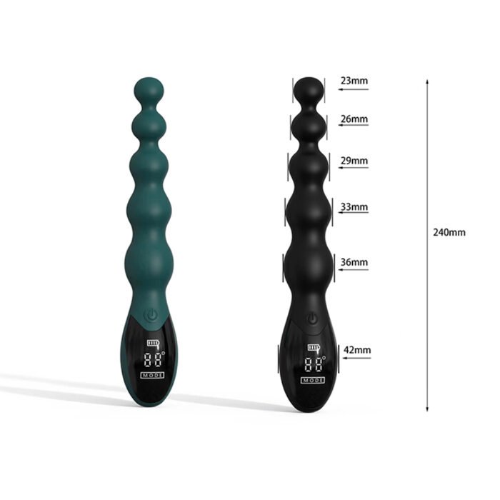 lovesvibe 9 vibrationsmodi medizinische silikon vibrierende analkette analdildo mit led bildschirm