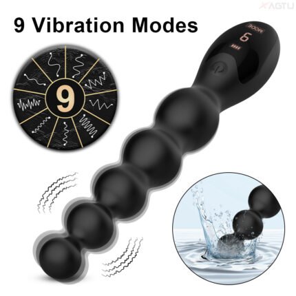 lovesvibe 9 vibrationsmodi medizinische silikon vibrierende analkette analdildo mit led bildschirm