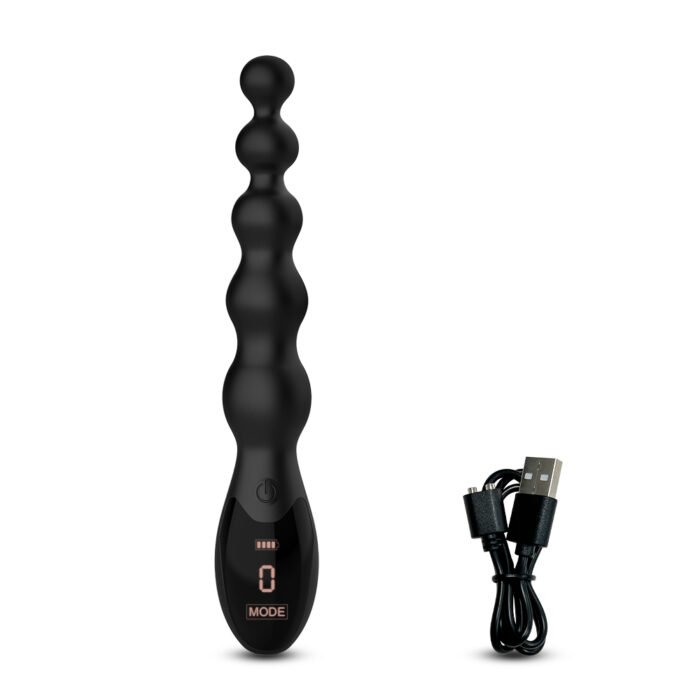 lovesvibe 9 vibrationsmodi medizinische silikon vibrierende analkette analdildo mit led bildschirm
