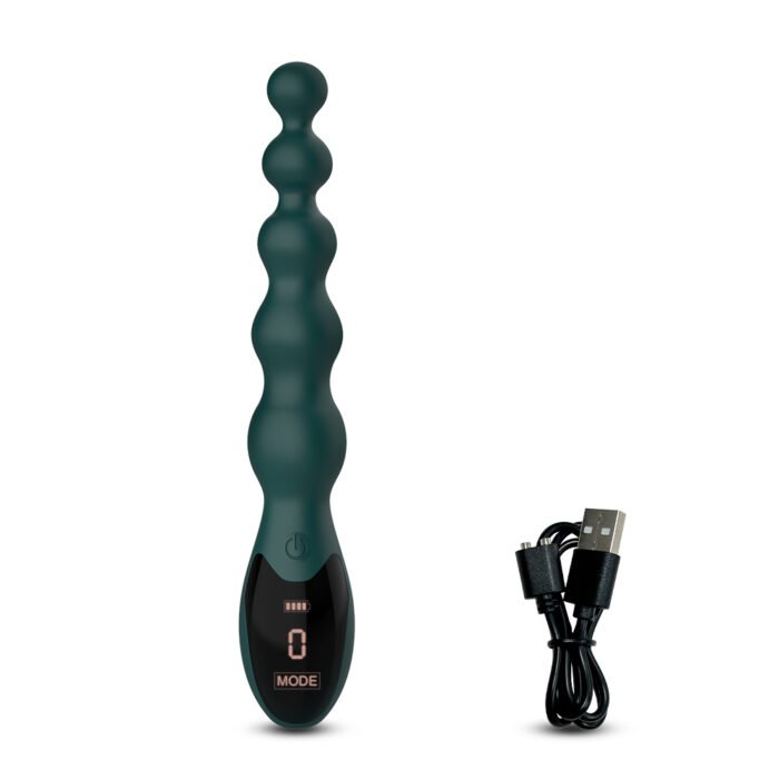 lovesvibe 9 vibrationsmodi medizinische silikon vibrierende analkette analdildo mit led bildschirm