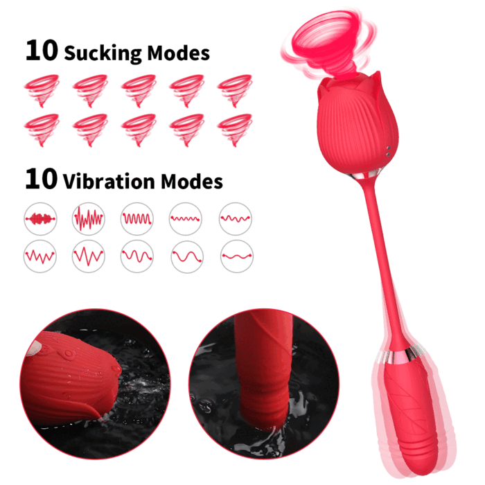 lovesvibe rose stoßende vibratoren mit 10 vibrierenden saugern für frauen ei klitoris sauger