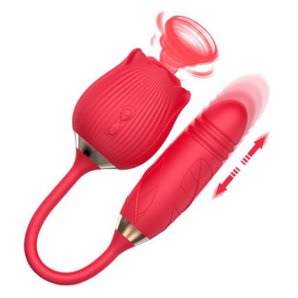 lovesvibe rose stoßende vibratoren mit 10 vibrierenden saugern für frauen ei klitoris sauger