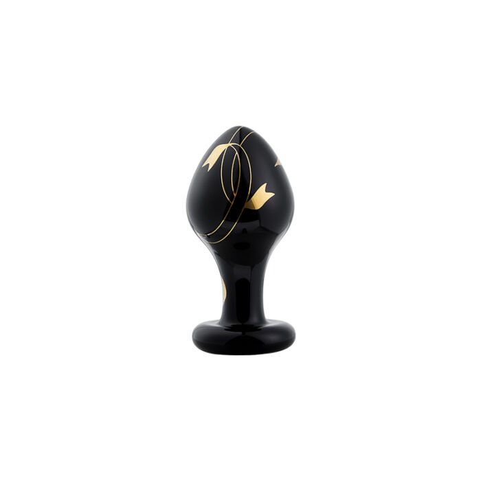 lovesvibe tragbarer breiter analplug aus glas für paare mit schwarzem gold analspielzeug 5 stück
