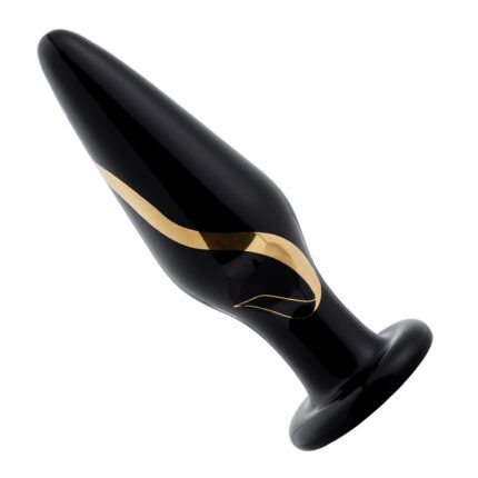 lovesvibe tragbarer breiter analplug aus glas für paare mit schwarzem gold analspielzeug 5 stück