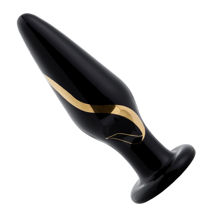lovesvibe tragbarer breiter analplug aus glas für paare mit schwarzem gold analspielzeug 5 stück