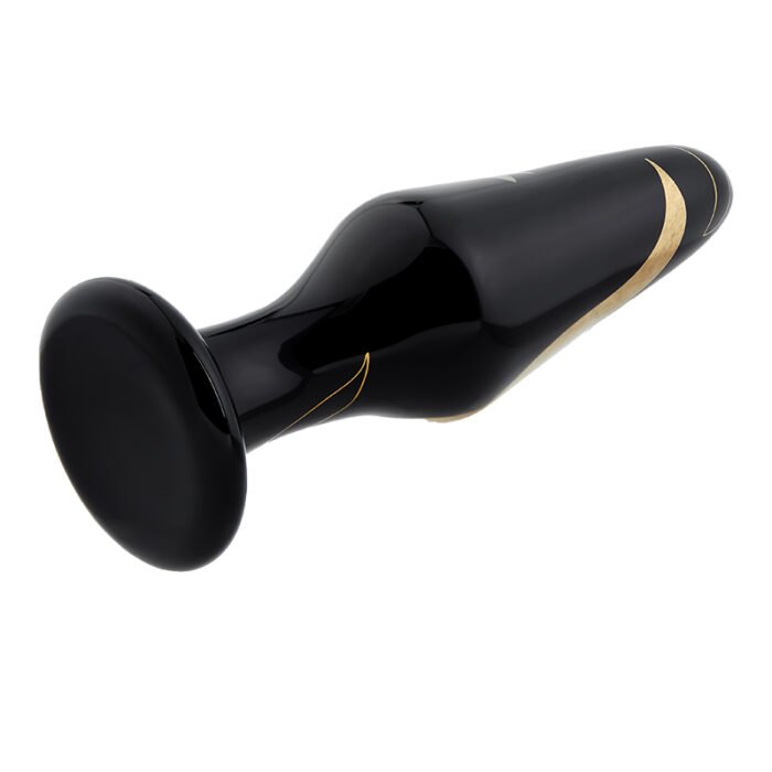 lovesvibe tragbarer breiter analplug aus glas für paare mit schwarzem gold analspielzeug 5 stück