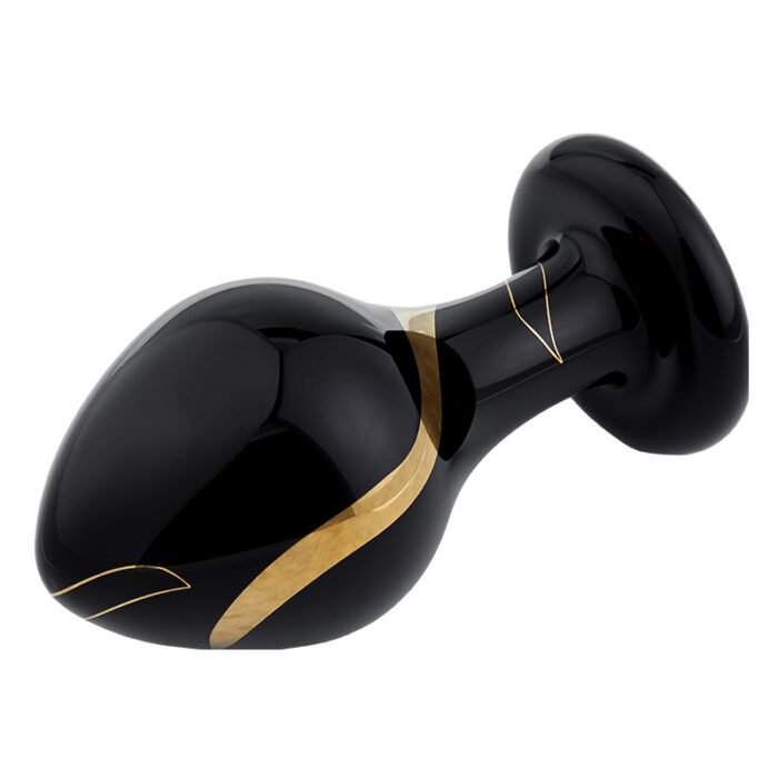 lovesvibe tragbarer breiter analplug aus glas für paare mit schwarzem gold analspielzeug 5 stück