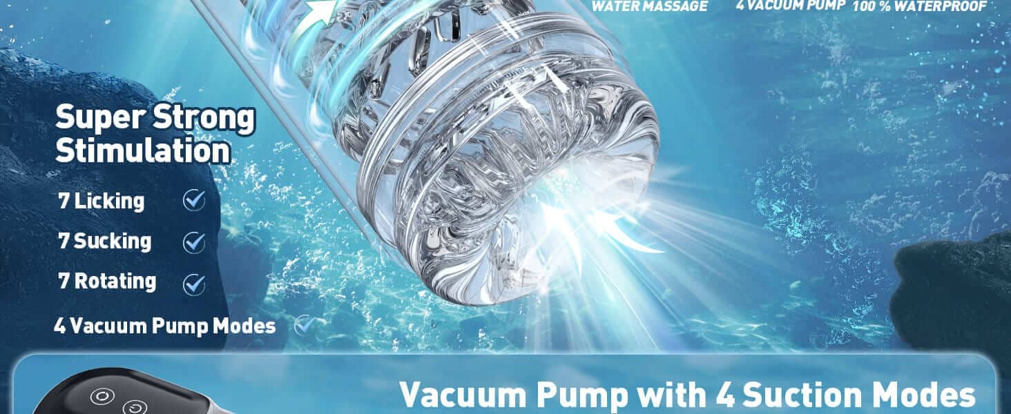 XR3 Masturbator mit Vibration mit 4 Pumpen und 7 Saug, Rotations und Leckfunktionen Stroker
