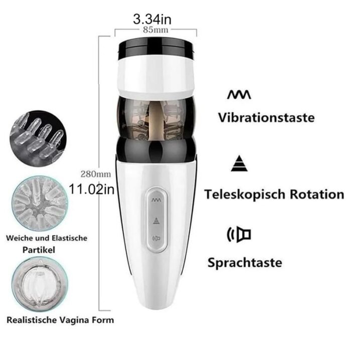 Automatischer Masturbator 5 Stoßrotations & 10 Vibrationsmodi Freihändiger 3D Masturbator Taschenmuschi mit Ständer