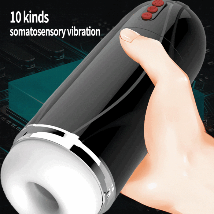 Automatischer Masturbator mit 10 Vibrations Saugmodi 3D Realistische Vagina Oralsex Penis Trainingsgerät