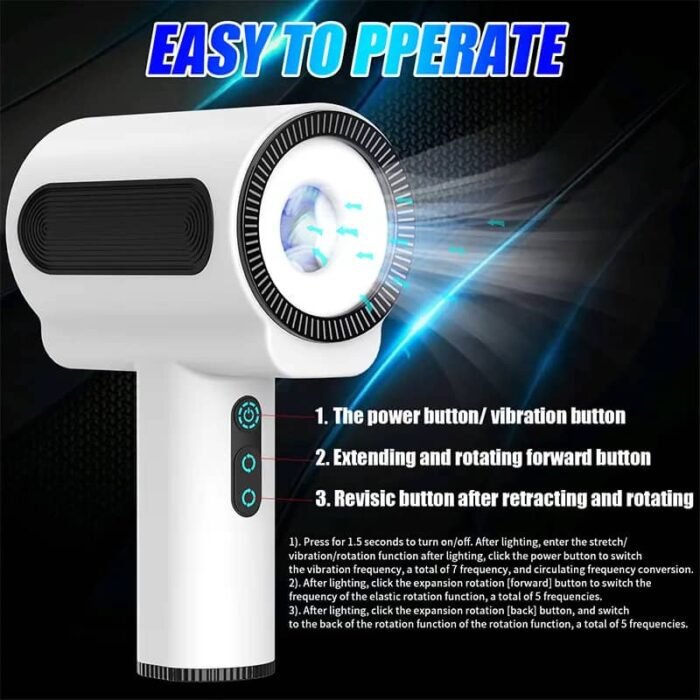 Automatischer Masturbator mit 7 Vibrationen und 5 Stoß-, Saug- und Rotationsfunktionen, Hand-Sexspielzeug für Männer