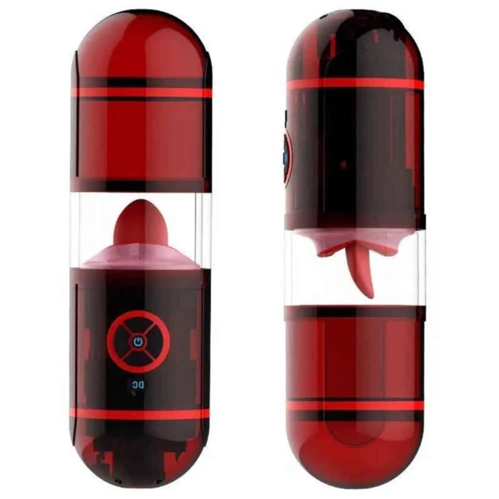 Automatischer Masturbator mit zwei Kanälen & Zungenlecken mit 12 Vibrations-Wasserspray Taschenmuschi Sextoys Mann