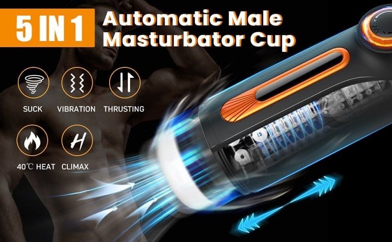 Cvtbest 5-in-1 Masturbator für Männer 10 Vibration Stoß & 4 Saugmodi Sex Spielzeug für die Männer