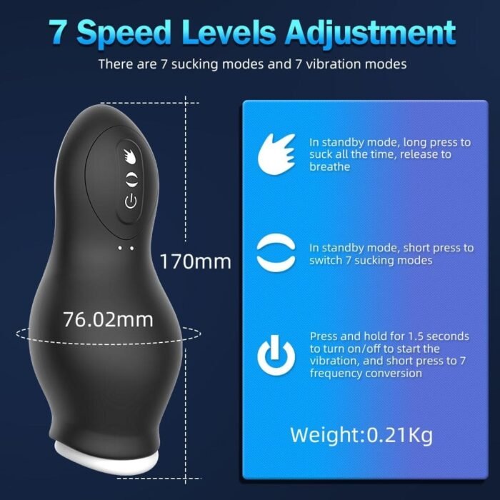DRAGONSUCK Automatischer Masturbator mit 7 Vibrations-Saugkanälen aus weichem TPE Sexspielzeug für Männer