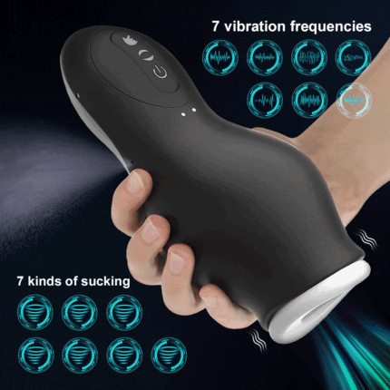 DRAGONSUCK Automatischer Masturbator mit 7 Vibrations-Saugkanälen aus weichem TPE Sexspielzeug für Männer