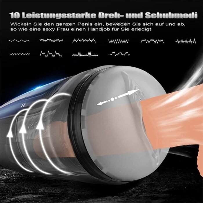Elektrischer Masturbieren für Männer 10 Teleskopfunktion & Rotations 3D Realistische Vagina Taschenmuschi