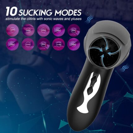 Hair Dryer automatischer Masturbator mit 10 Vibrations Saugmodi Weicher TPE-Kanal freihändiger Penistrainer – Bild 2