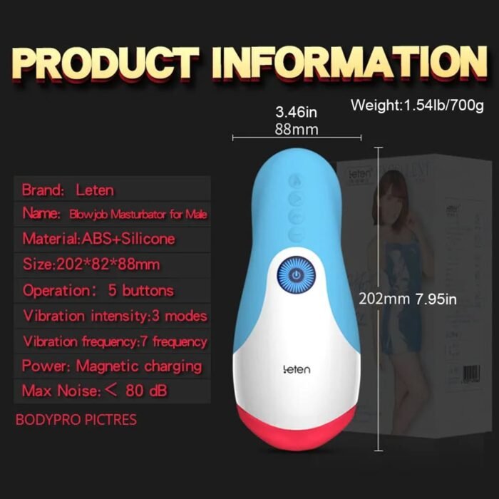 LETEN 10 Vibrationsmodi Masturbieren für Männer Sexspielzeug mit intelligentem Beheiztem Zungenlecken Sextoy Männer