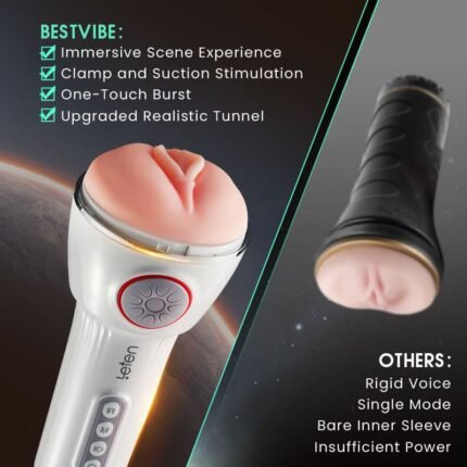 Leten SM240 Masturbator mit Heizung und Stimme, 10 Vibrations- und Saugmodi Sexspielzeug für Männer