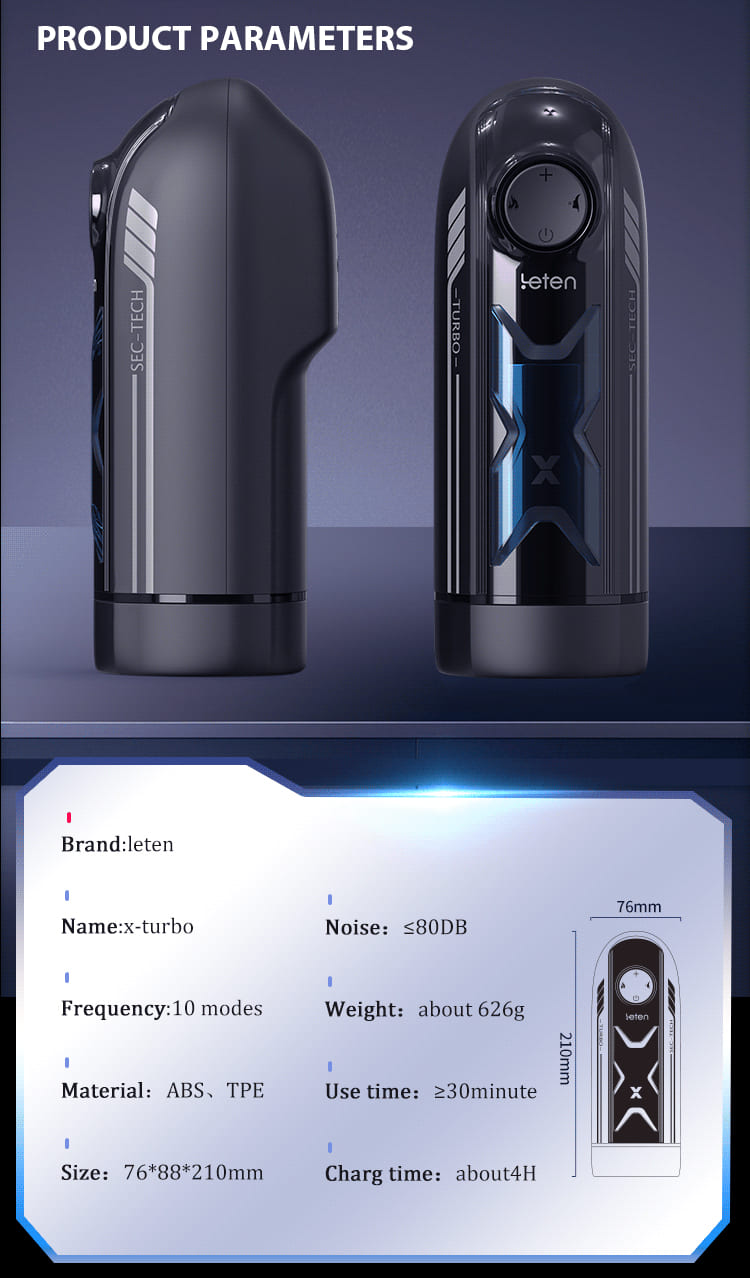 Leten X-Turbo 10 Variationen Masturbator, 700 PistonMin Elektrischer Kolben Beheizter Solo Masturbator