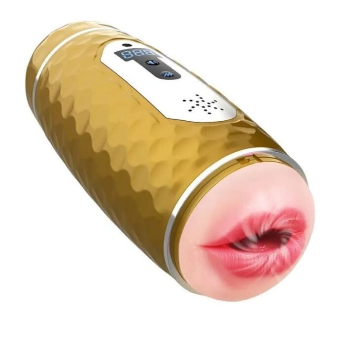 Lovesvibe 10 Vibrationen 5 Saugen Masturbator Mann mit Auto-Heizung Stimme LCD Pennis Stimulator