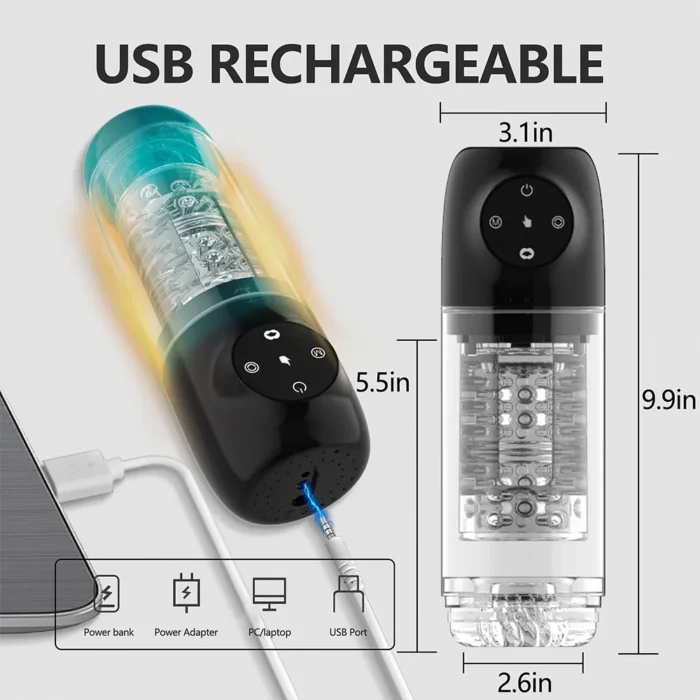 Lovesvibe 4-in-1-Masturbator für Männer mit 7 Saug & 7 Rotationsfunktionen und One-Click-Release Sex Toys Männer