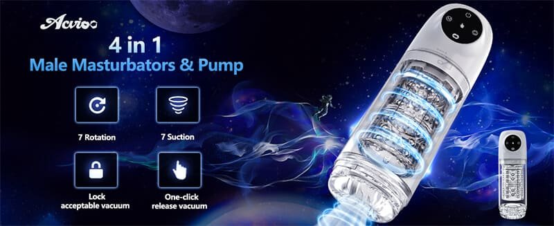 Lovesvibe 4-in-1-Masturbator für Männer mit 7 Saug & 7 Rotationsfunktionen und One-Click-Release Sex Toys Männer