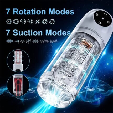 Lovesvibe 4-in-1-Masturbator für Männer mit 7 Saug & 7 Rotationsfunktionen und One-Click-Release Sex Toys Männer