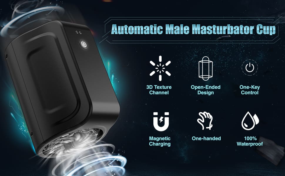 Lovesvibe 7 Rotations- und Stoßmodi Male Masturbator Doppelkanal 3D-strukturiertes Sexspielzeug für Männer