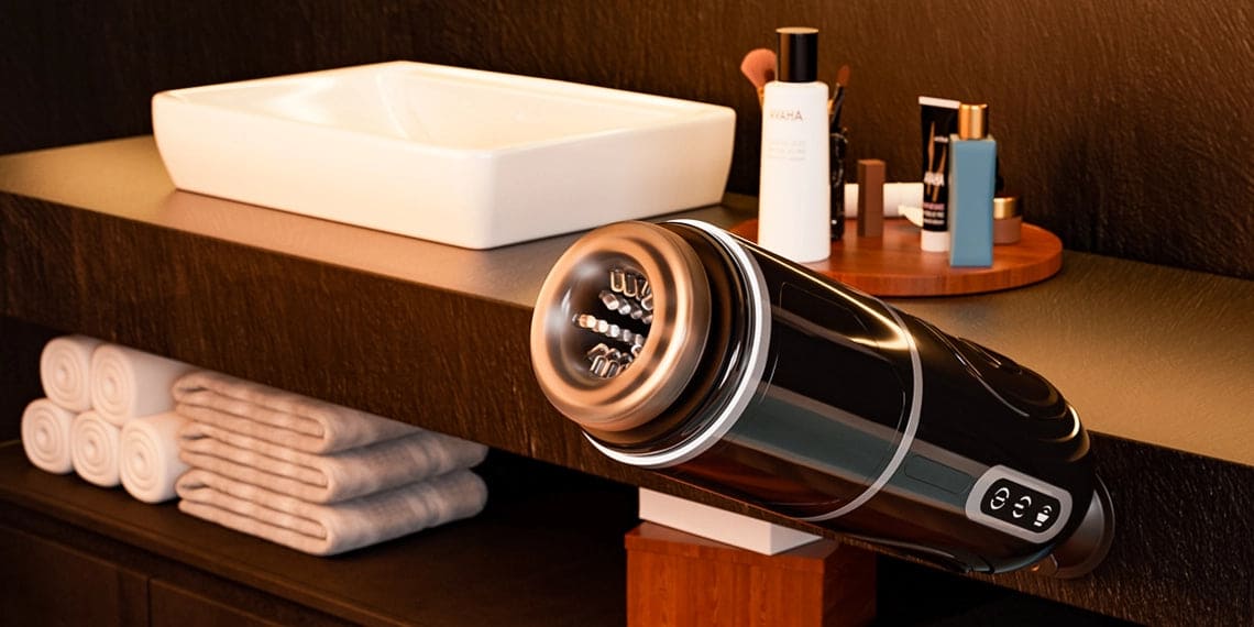 Lovesvibe 7 Stoßrotation Automatischer Masturbator Voice Sexspielzeug Männer mit Saugnapf