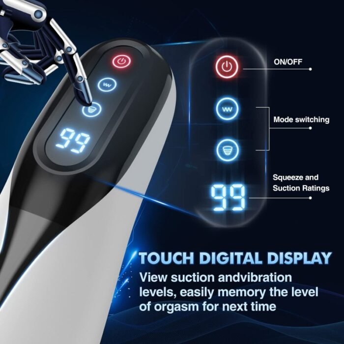 Lovesvibe 9 Vibrationen Saugen Masturbator mit LCD-Display Heizung Elektrischer Sextoys für Männer