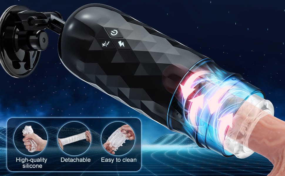 Lovesvibe Automatischer Masturbator, 7 rotierende, 3 stoßende Freisprech-Blowjob-Stroker mit starker Saugbasis