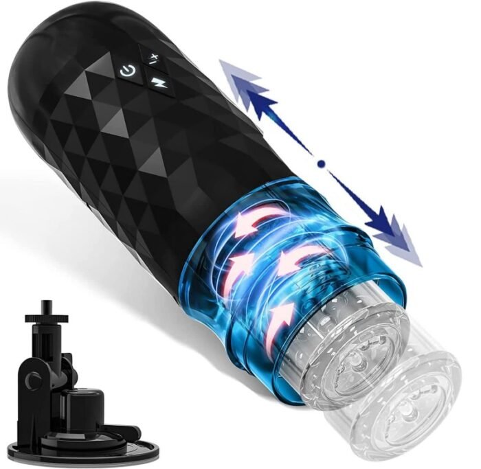 Lovesvibe Automatischer Masturbator, 7 rotierende, 3 stoßende Freisprech-Blowjob-Stroker mit starker Saugbasis