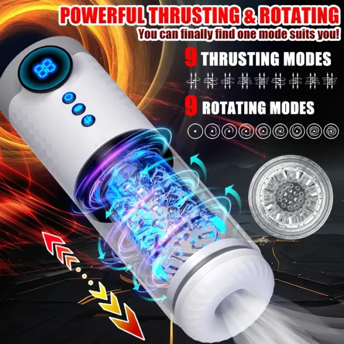 Lovesvibe Automatischer Masturbator, Penispumpe mit 9-Frequenz-Teleskop-Dreh-LCD Männer Sex Spielzeug