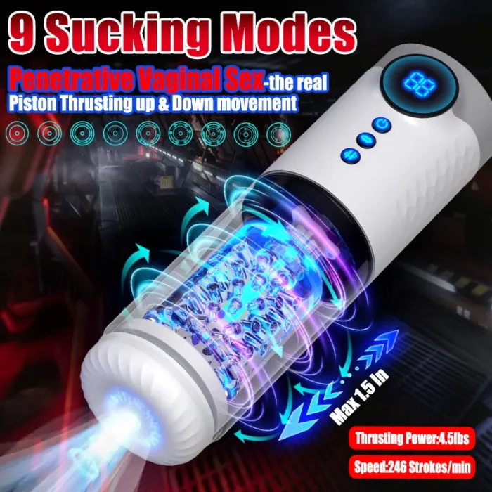 Lovesvibe Automatischer Masturbator, Penispumpe mit 9-Frequenz-Teleskop-Dreh-LCD Männer Sex Spielzeug