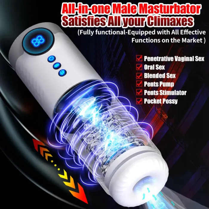 Lovesvibe Automatischer Masturbator, Penispumpe mit 9-Frequenz-Teleskop-Dreh-LCD Männer Sex Spielzeug
