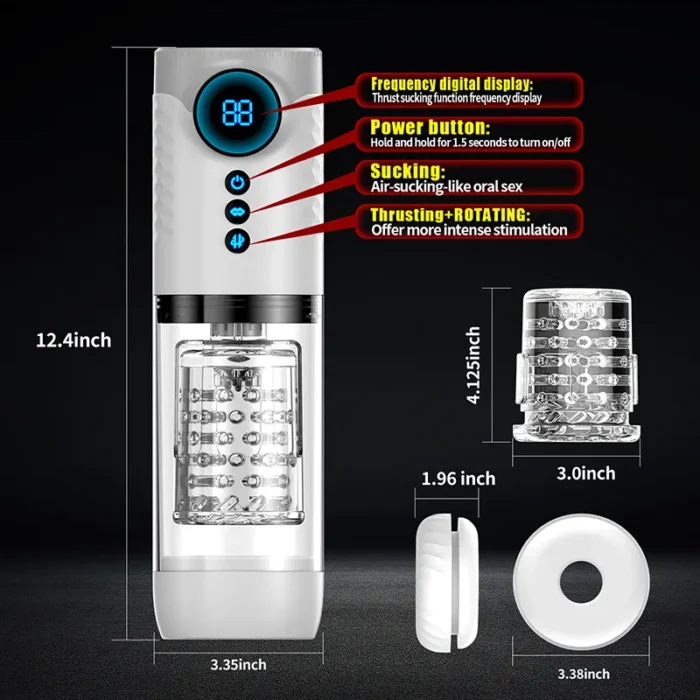 Lovesvibe Automatischer Masturbator, Penispumpe mit 9-Frequenz-Teleskop-Dreh-LCD Männer Sex Spielzeug