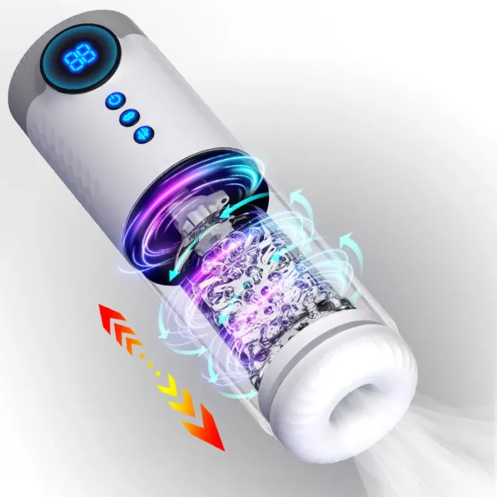Lovesvibe Automatischer Masturbator, Penispumpe mit 9-Frequenz-Teleskop-Dreh-LCD Männer Sex Spielzeug
