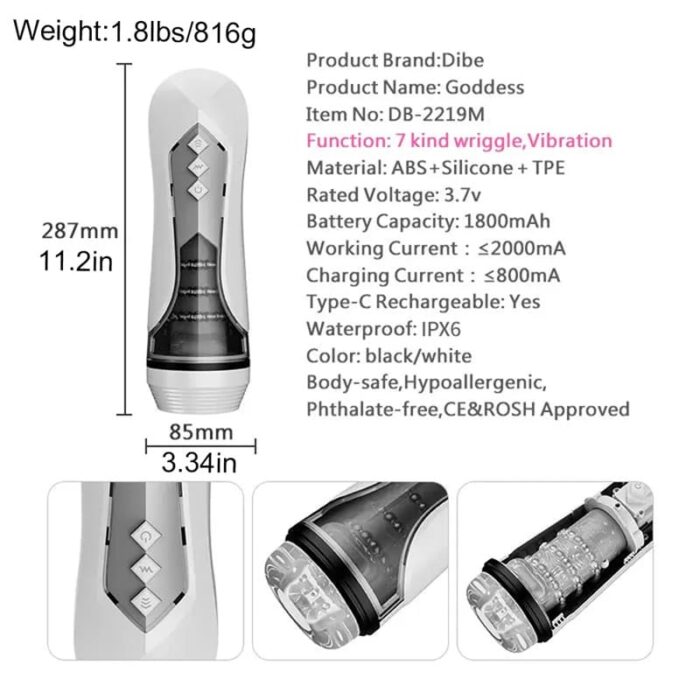 Lovesvibe Automatischer Masturbator Sexspielzeug mit 7 Vibration Stoßmodi Voice Oralsex Sexspielzeug für Männer