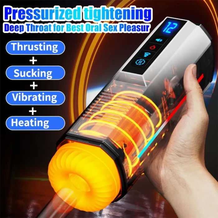 Lovesvibe Automatischer Masturbator mit 5 Stoßvibrations und Saugmodi, Sprachheizung Sexspielzeug für Männer