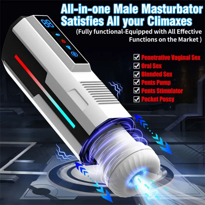 Lovesvibe Automatischer Masturbator mit 5 Stoßvibrations und Saugmodi, Sprachheizung Sexspielzeug für Männer
