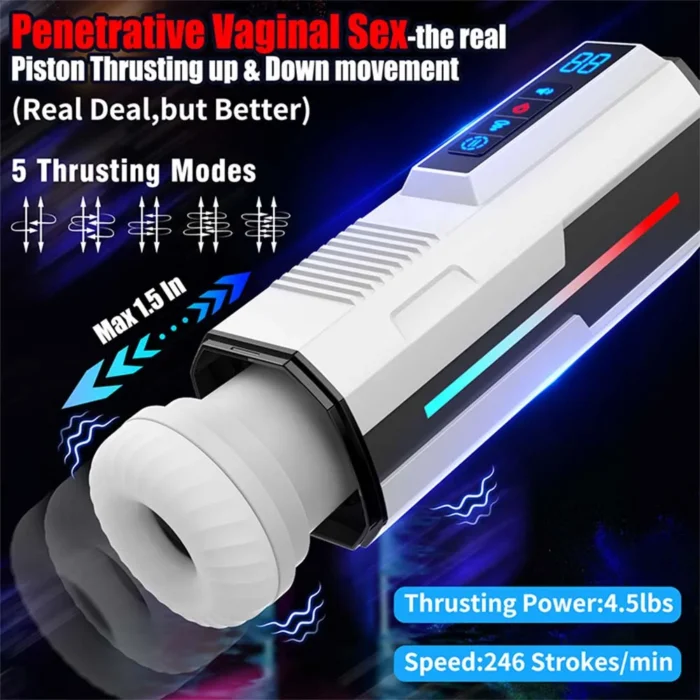 Lovesvibe Automatischer Masturbator mit 5 Stoßvibrations und Saugmodi, Sprachheizung Sexspielzeug für Männer