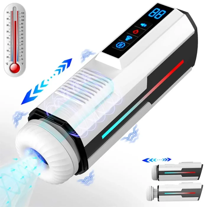 Lovesvibe Automatischer Masturbator mit 5 Stoßvibrations und Saugmodi, Sprachheizung Sexspielzeug für Männer