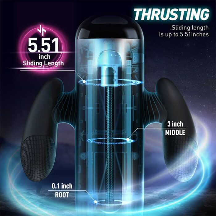 Lovesvibe Automatischer Masturbator mit langem Kolben und Telescopic Distance und 10 Vibration Stoß Sexmaschine